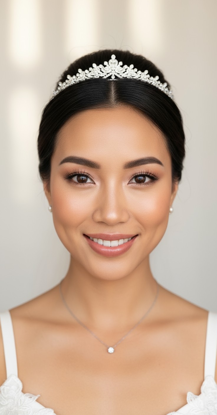 After Bridal Updo With Tiara